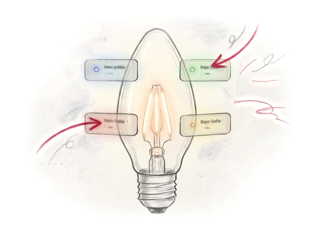 Illustration of a lightbulb surrounded by financial data callouts